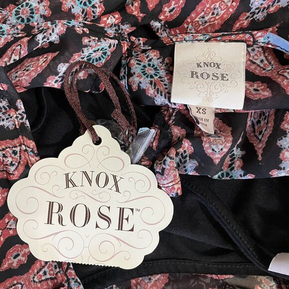 NWT Knox Rose Women's XS Flutter Sleeve Top and Cami Set Blouse Shirt 2 Layer - Picture 5 of 5